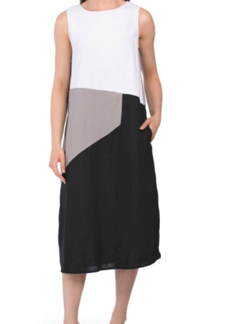 For Cynthia linen blend colour block dress